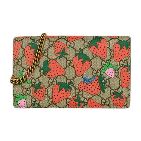 gucci strawberry pouch|gucci bag with strawberry charm.